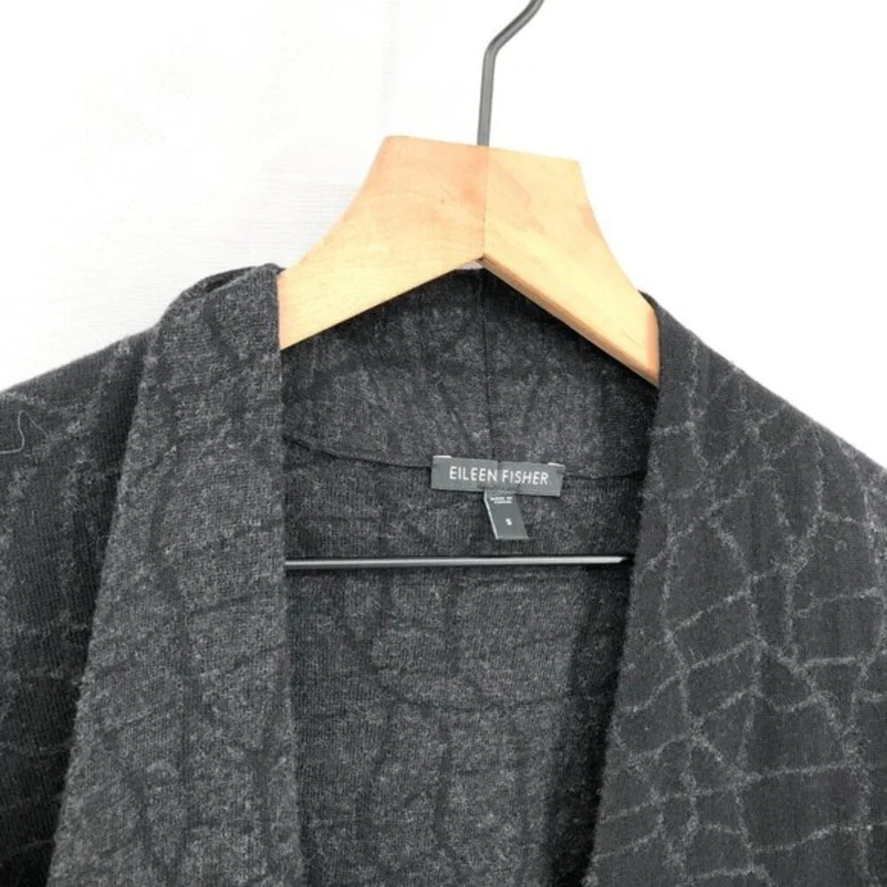 Eileen Fisher wool blend lagenlook career‎ lady jacket cardigan sweater black S